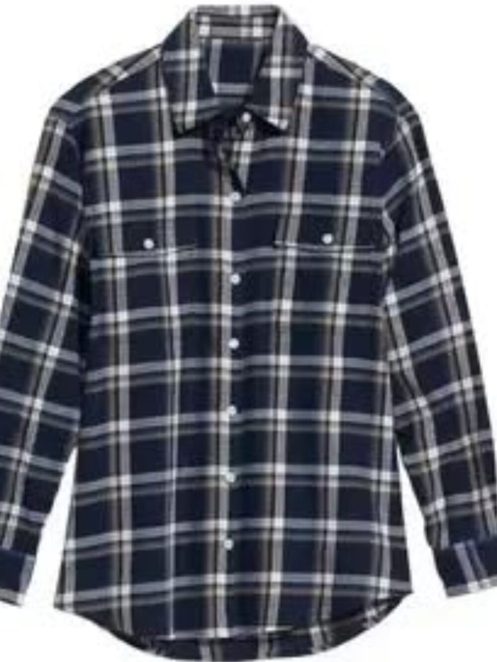 OLD NAVY I NWT Flannel Boyfriend Tunic Shirt, Navy Plaid - Picture 3 of 7